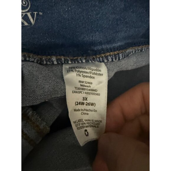 Terra & Sky Jeggings Womens Size 3X (24W-26W) Blue Stretchy Pull On Denim Pants - Picture 3 of 4